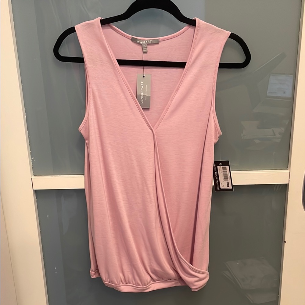 Lemon Tart Pink Wrap Sleeveless Tank Top, XS, NWT